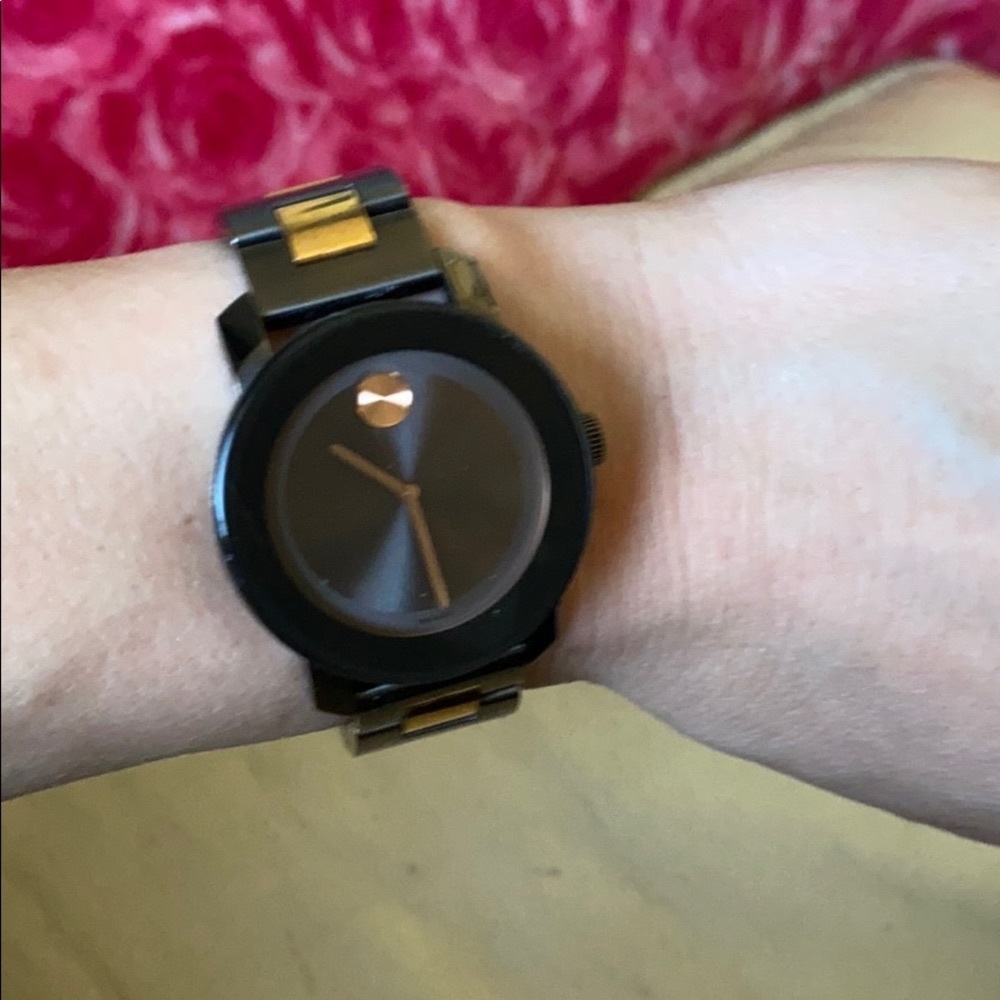 Movado bold rose gold and black
